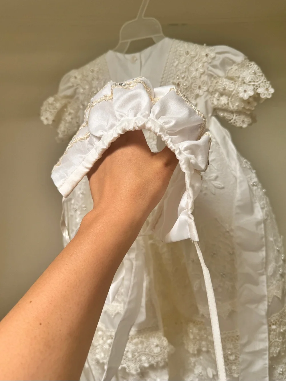 Ivory Lace Floral Christening Gown